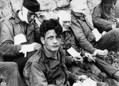 Wounded men after D-Day